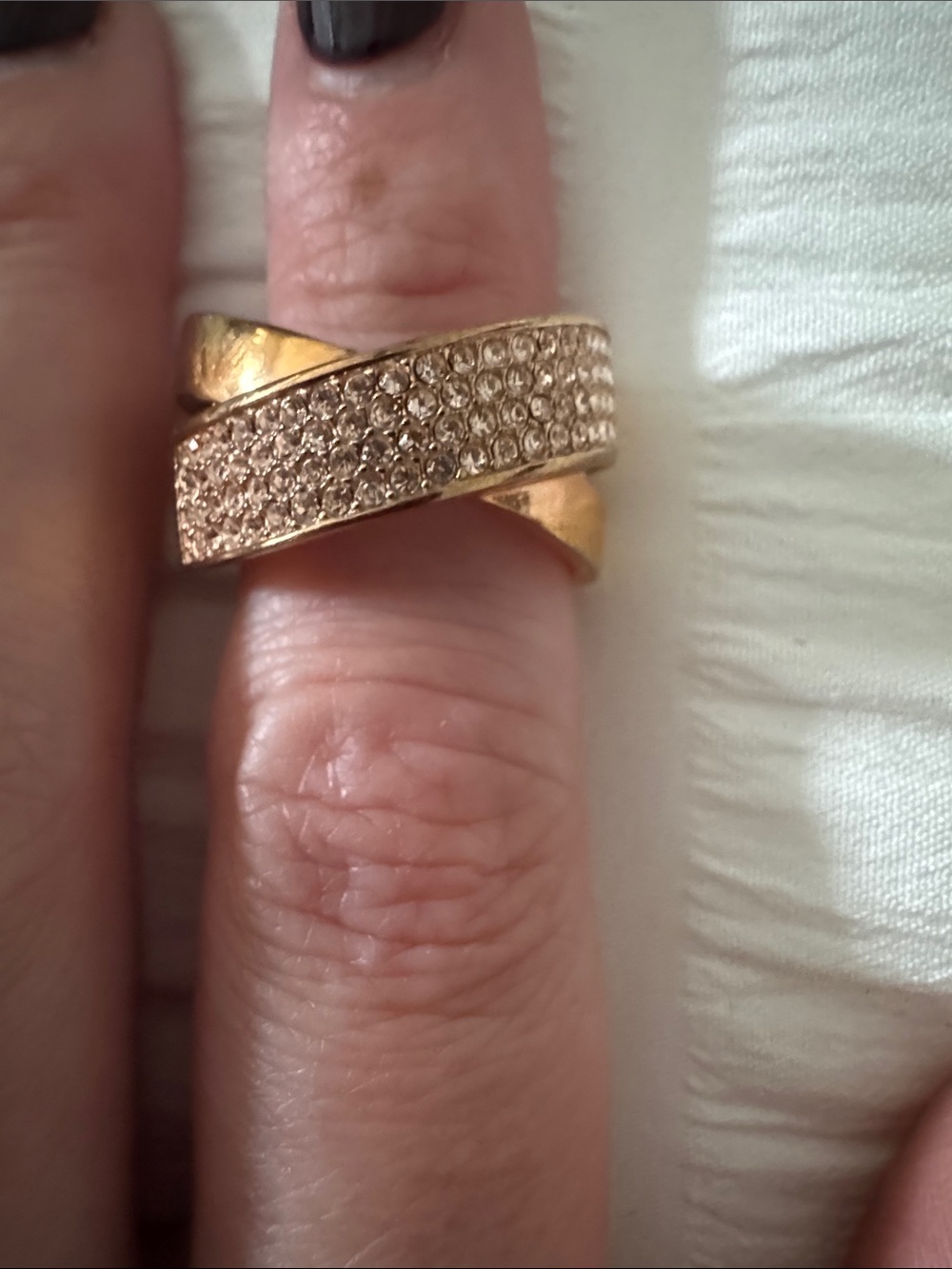 MICHAEL Michael Kors Gold Crystal Crossover Ring- Sz. 8